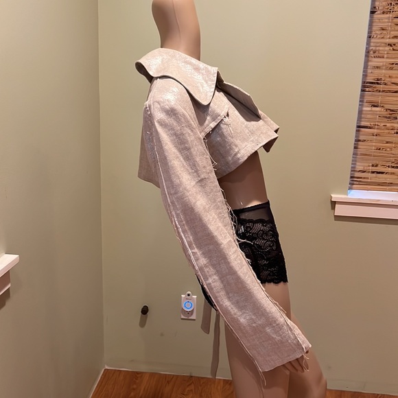 Paul Hardy Linen Shrug With Metallic Thread One Sleeve Has Long Linen Belt 8 - Picture 4 of 11